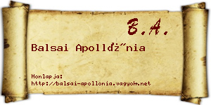 Balsai Apollónia névjegykártya